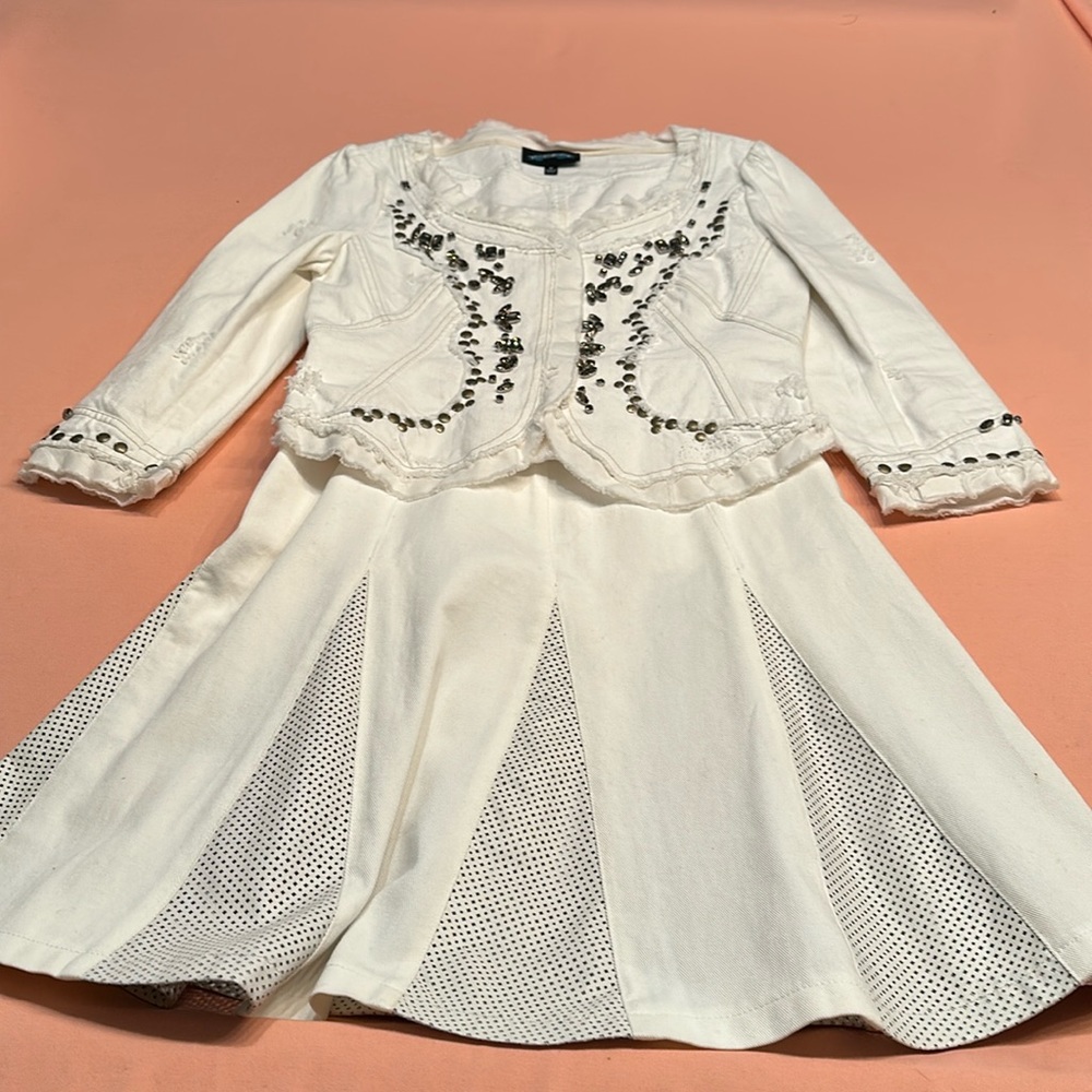 KENAR skirt. Size 6. Til The End bejeweled cotton top size M.